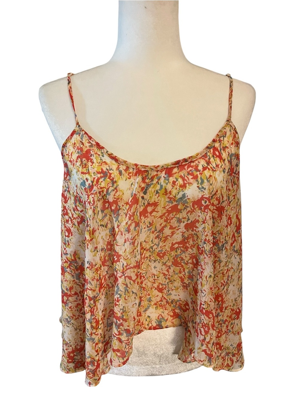 BCBG Red Multi Floral Spaghetti Strap Camisole Size Small